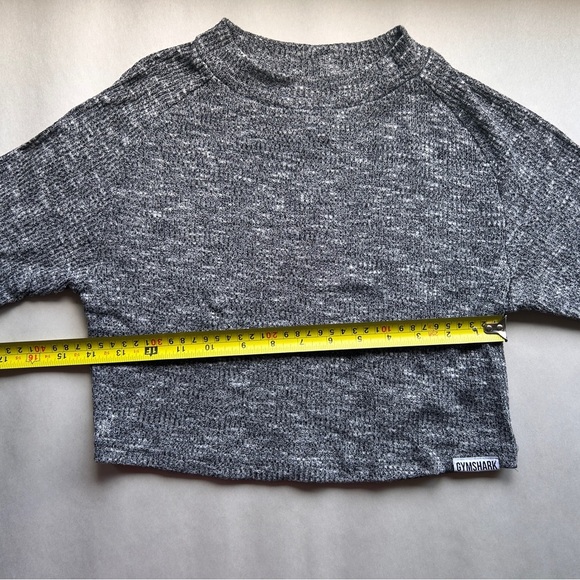 Gymshark Women's large cropped knit grey gym shirt workout exercise athleisure - Picture 6 of 8